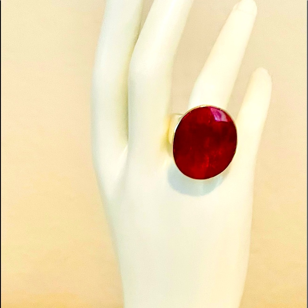 Genuine ruby & .925 sterling silver ring